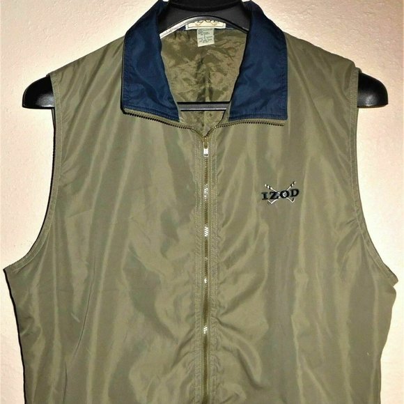 Izod Men's Large Golf Vest Green Latte Full Zip Jacket Izod Golf Logo Spell-out - Picture 1 of 7